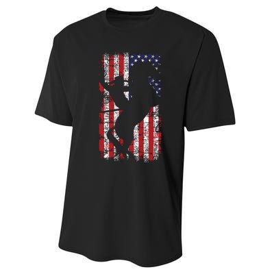 Usa Flag American Pride Texas Equestrian 4th Of July Performance Sprint T-Shirt