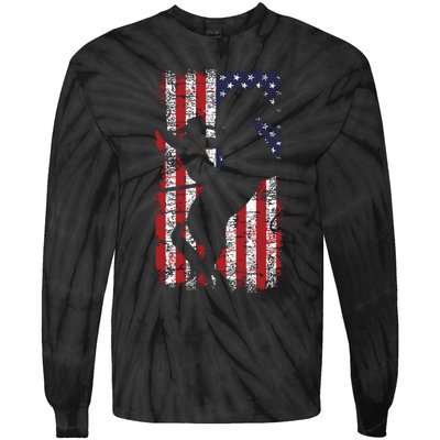 Usa Flag American Pride Texas Equestrian 4th Of July Tie-Dye Long Sleeve Shirt