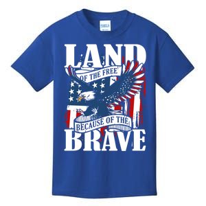 Us Flag America Eagle Land Of The Free Because Of The Brave Great Gift Kids T-Shirt