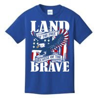 Us Flag America Eagle Land Of The Free Because Of The Brave Great Gift Kids T-Shirt