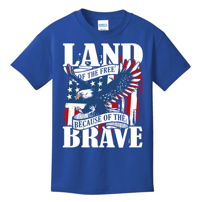 Us Flag America Eagle Land Of The Free Because Of The Brave Great Gift Kids T-Shirt