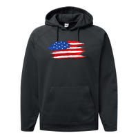 USA Flag American Flag United States of America 4th of July Performance Fleece Hoodie