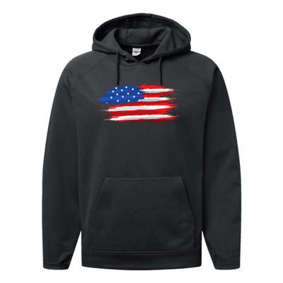 USA Flag American Flag United States of America 4th of July Performance Fleece Hoodie