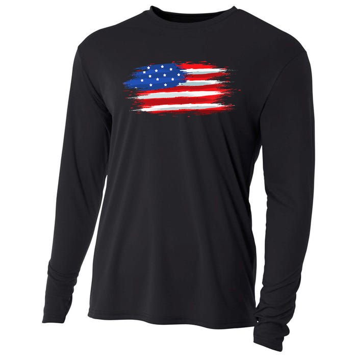 USA Flag American Flag United States of America 4th of July Cooling Performance Long Sleeve Crew