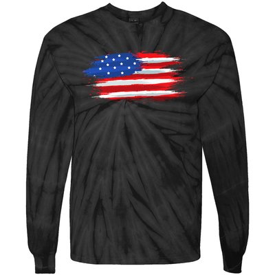 USA Flag American Flag United States of America 4th of July Tie-Dye Long Sleeve Shirt