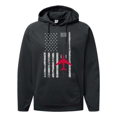 Us Flag Airport Runway! Airplane Pilot Performance Fleece Hoodie