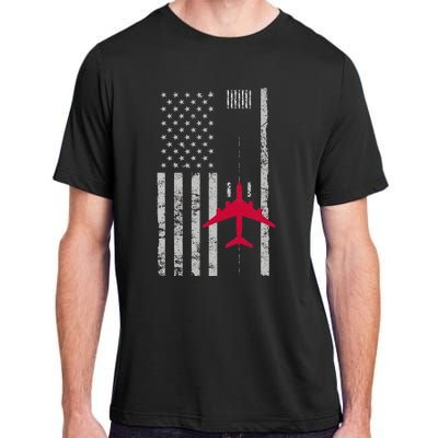 Us Flag Airport Runway! Airplane Pilot Adult ChromaSoft Performance T-Shirt