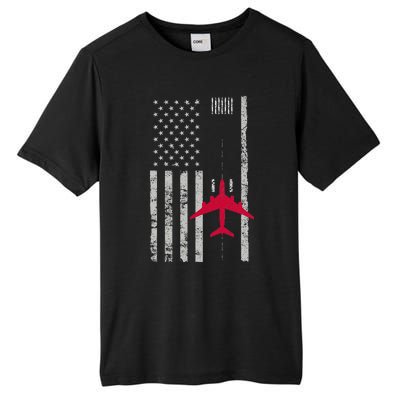 Us Flag Airport Runway! Airplane Pilot Tall Fusion ChromaSoft Performance T-Shirt