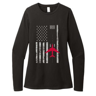 Us Flag Airport Runway! Airplane Pilot Womens CVC Long Sleeve Shirt