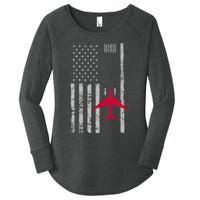 Us Flag Airport Runway! Airplane Pilot Women's Perfect Tri Tunic Long Sleeve Shirt