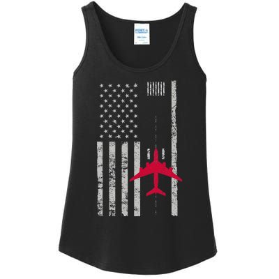 Us Flag Airport Runway! Airplane Pilot Ladies Essential Tank