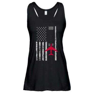 Us Flag Airport Runway! Airplane Pilot Ladies Essential Flowy Tank