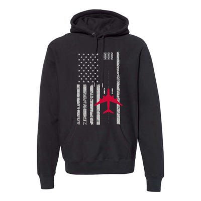 Us Flag Airport Runway! Airplane Pilot Premium Hoodie