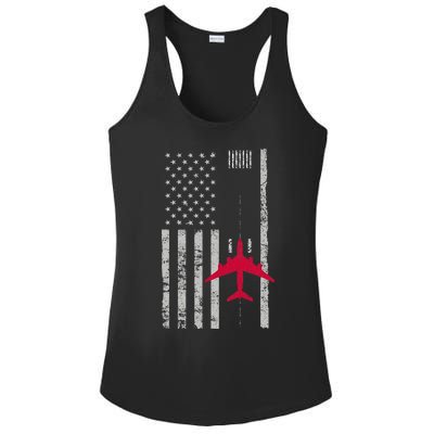 Us Flag Airport Runway! Airplane Pilot Ladies PosiCharge Competitor Racerback Tank