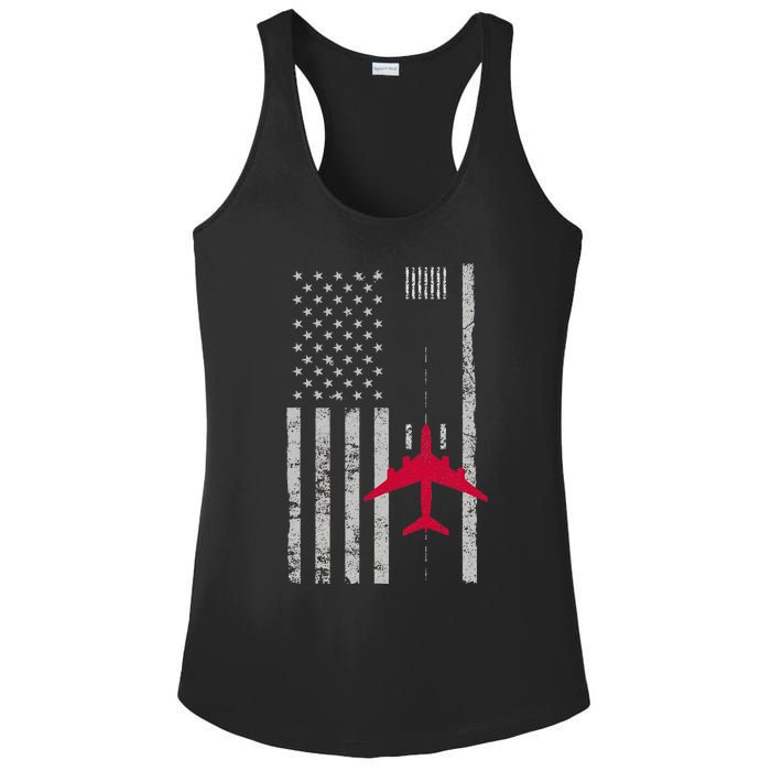 Us Flag Airport Runway! Airplane Pilot Ladies PosiCharge Competitor Racerback Tank