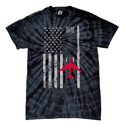 Us Flag Airport Runway! Airplane Pilot Tie-Dye T-Shirt