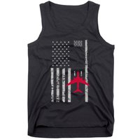 Us Flag Airport Runway! Airplane Pilot Tank Top