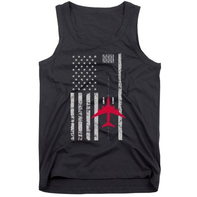 Us Flag Airport Runway! Airplane Pilot Tank Top