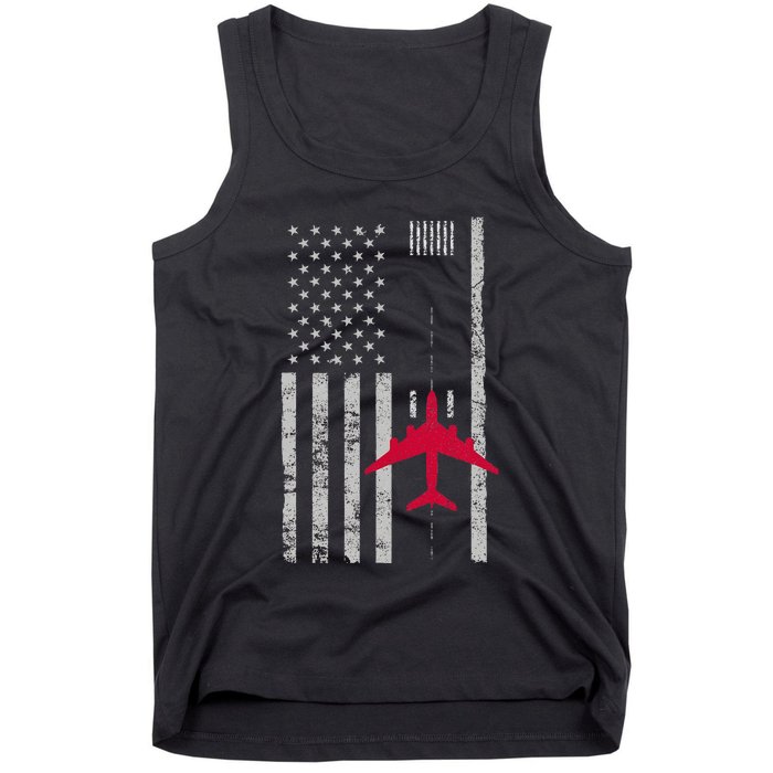 Us Flag Airport Runway! Airplane Pilot Tank Top