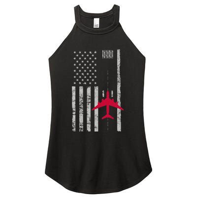 Us Flag Airport Runway! Airplane Pilot Women's Perfect Tri Rocker Tank