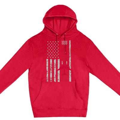 Us Flag Airport Runway! Airplane Pilot Premium Pullover Hoodie