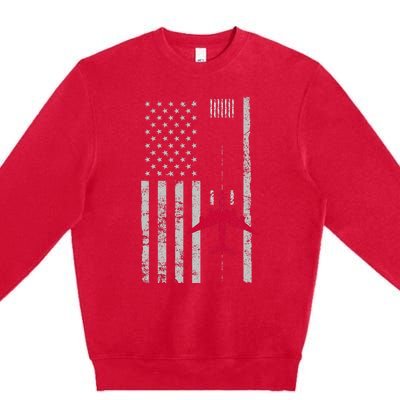 Us Flag Airport Runway! Airplane Pilot Premium Crewneck Sweatshirt