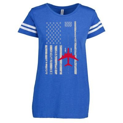 Us Flag Airport Runway! Airplane Pilot Enza Ladies Jersey Football T-Shirt