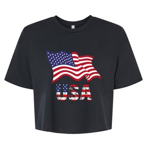 Usa Flag American United States Of America Bella+Canvas Jersey Crop Tee