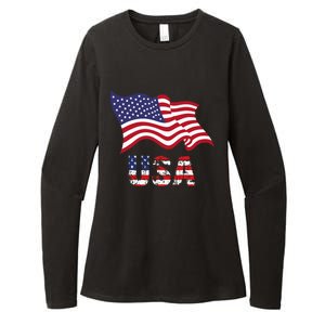 Usa Flag American United States Of America Womens CVC Long Sleeve Shirt