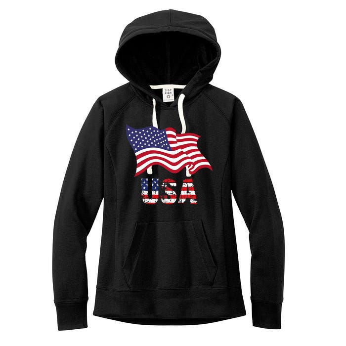 Usa Flag American United States Of America Women's Fleece Hoodie