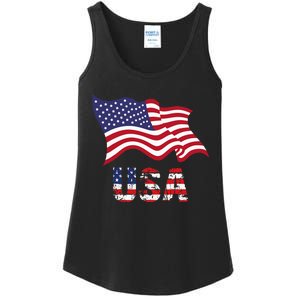 Usa Flag American United States Of America Ladies Essential Tank