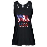 Usa Flag American United States Of America Ladies Essential Flowy Tank