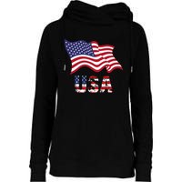 Usa Flag American United States Of America Womens Funnel Neck Pullover Hood