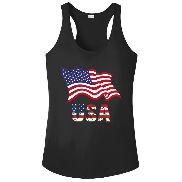 Usa Flag American United States Of America Ladies PosiCharge Competitor Racerback Tank