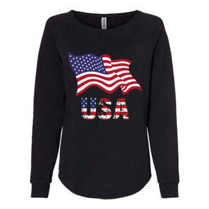 Usa Flag American United States Of America Womens California Wash Sweatshirt