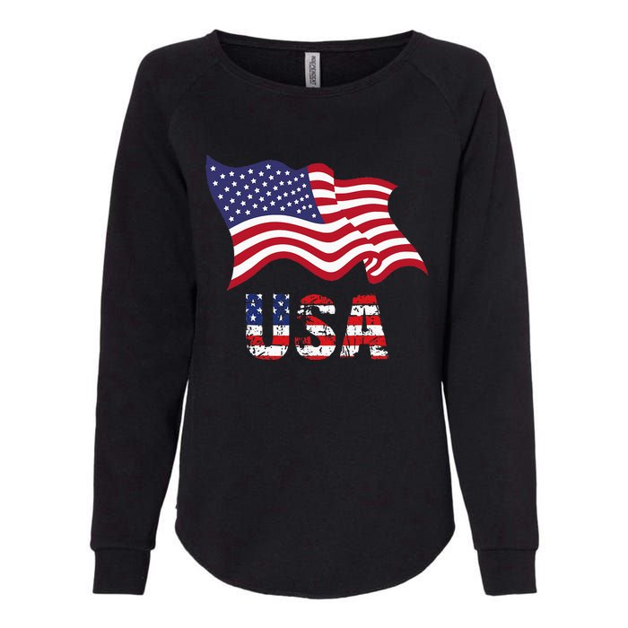 Usa Flag American United States Of America Womens California Wash Sweatshirt