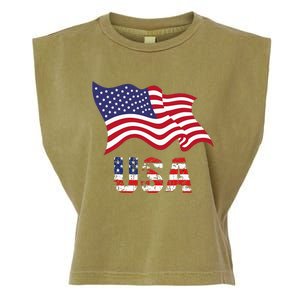 Usa Flag American United States Of America Garment-Dyed Women's Muscle Tee