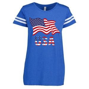 Usa Flag American United States Of America Enza Ladies Jersey Football T-Shirt