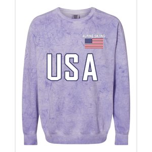 Usa Flag Alpine Skiing Pocket Nordic Ski Jersey Colorblast Crewneck Sweatshirt