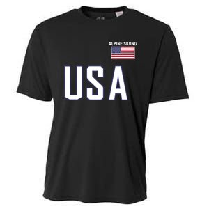 Usa Flag Alpine Skiing Pocket Nordic Ski Jersey Cooling Performance Crew T-Shirt