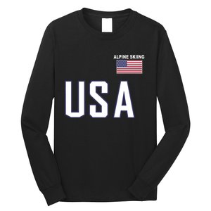 Usa Flag Alpine Skiing Pocket Nordic Ski Jersey Long Sleeve Shirt