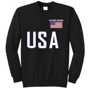 Usa Flag Alpine Skiing Pocket Nordic Ski Jersey Sweatshirt