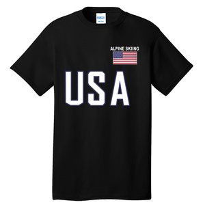 Usa Flag Alpine Skiing Pocket Nordic Ski Jersey Tall T-Shirt