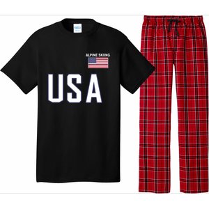 Usa Flag Alpine Skiing Pocket Nordic Ski Jersey Pajama Set