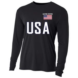 Usa Flag Alpine Skiing Pocket Nordic Ski Jersey Cooling Performance Long Sleeve Crew