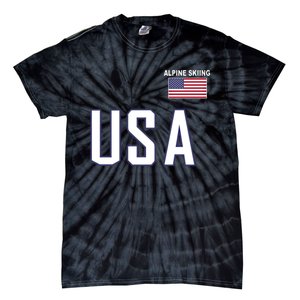 Usa Flag Alpine Skiing Pocket Nordic Ski Jersey Tie-Dye T-Shirt