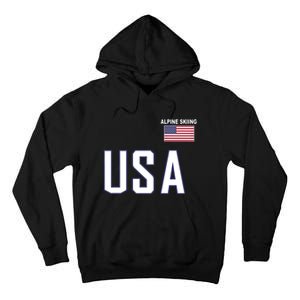 Usa Flag Alpine Skiing Pocket Nordic Ski Jersey Tall Hoodie