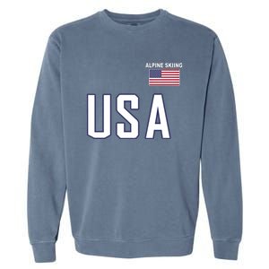 Usa Flag Alpine Skiing Pocket Nordic Ski Jersey Garment-Dyed Sweatshirt