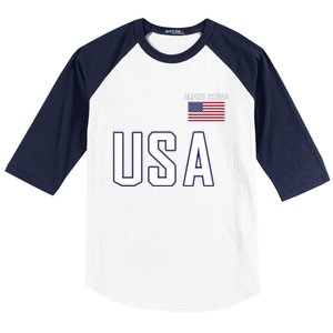 Usa Flag Alpine Skiing Pocket Nordic Ski Jersey Baseball Sleeve Shirt