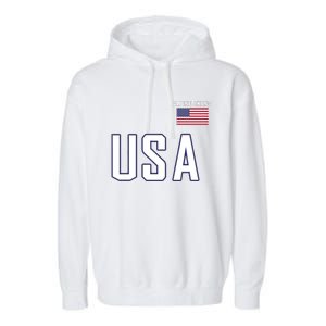 Usa Flag Alpine Skiing Pocket Nordic Ski Jersey Garment-Dyed Fleece Hoodie